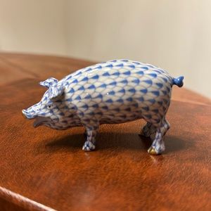 Herend Pig. Blue. 2”